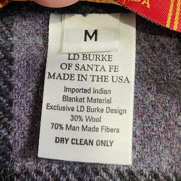 LD Burke Santa Fe Jacket Womens Medium Purple Black Buffalo Plaid Wool Blend USA - Picture 6 of 12